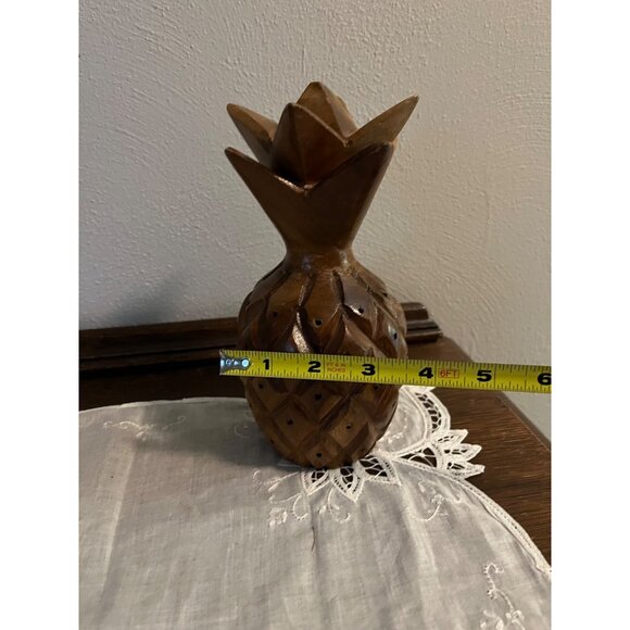 Mid Century Modern Wood Pineapple, holes for toothpicks to hold appetizers - Picture 3 of 5
